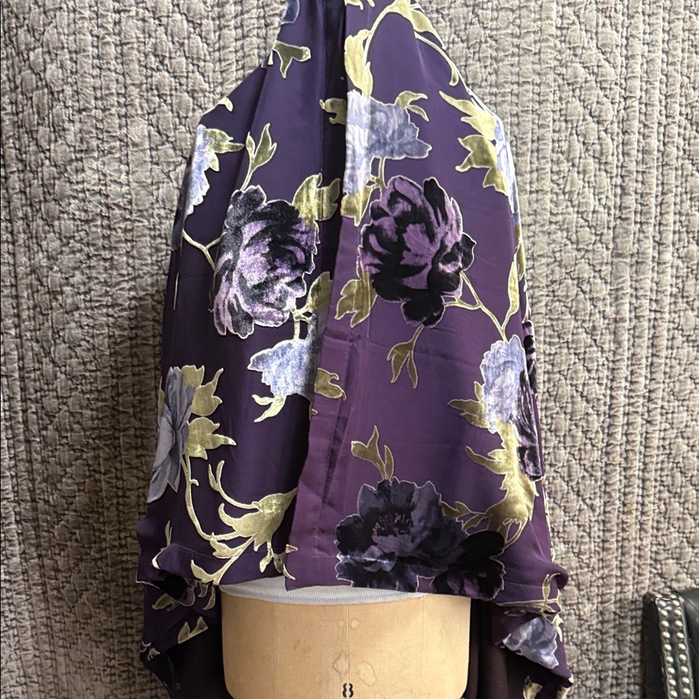 Floral Purple Double Sized  Bed Throw.One size 100%Cashmere,another Silk